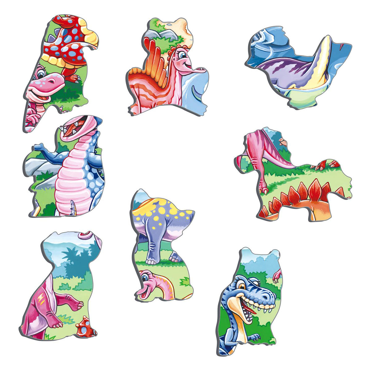 Пазл Игривые динозавры 7 элементов   