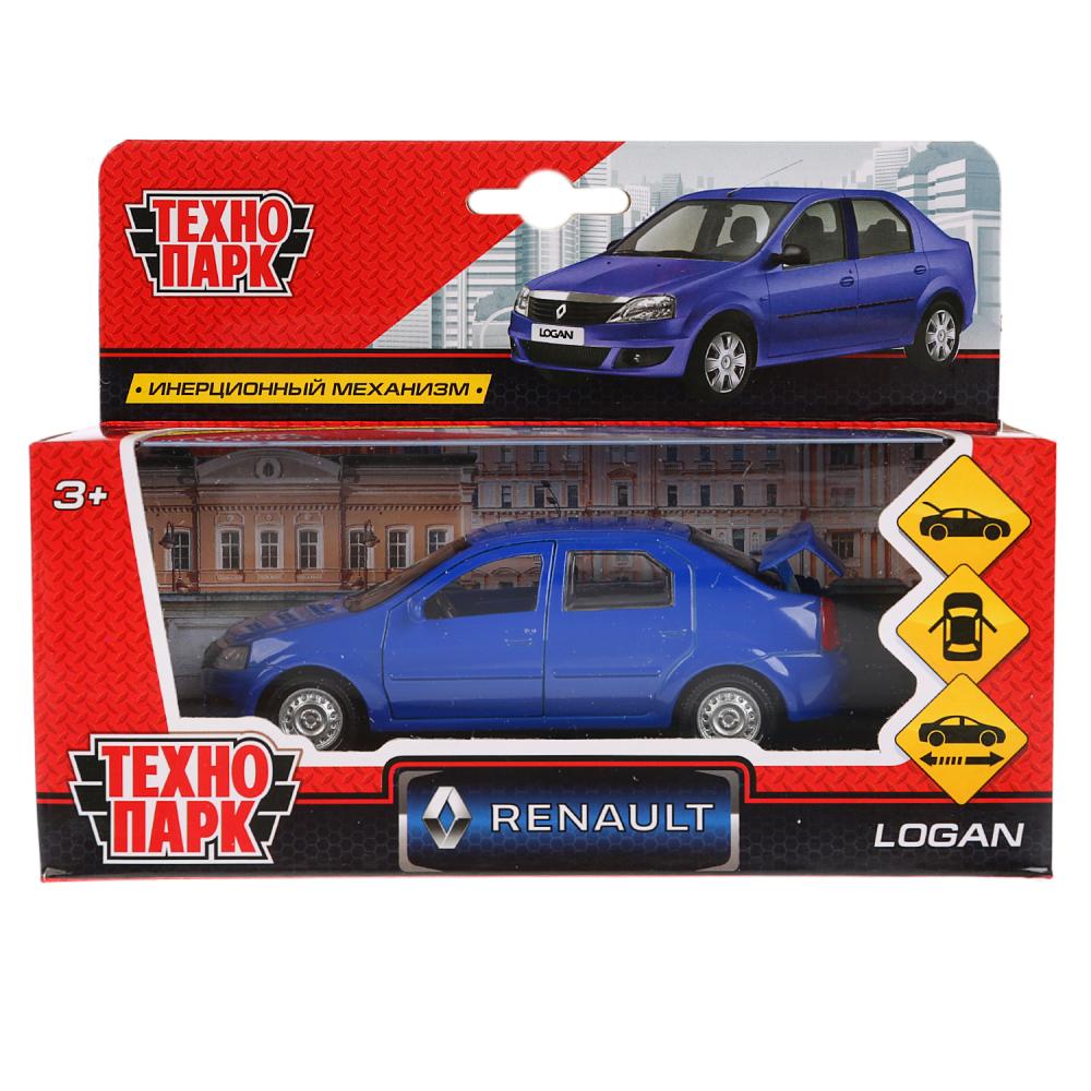 Металлическая инерционная машина - Renault Logan, синий, длина 12 см  