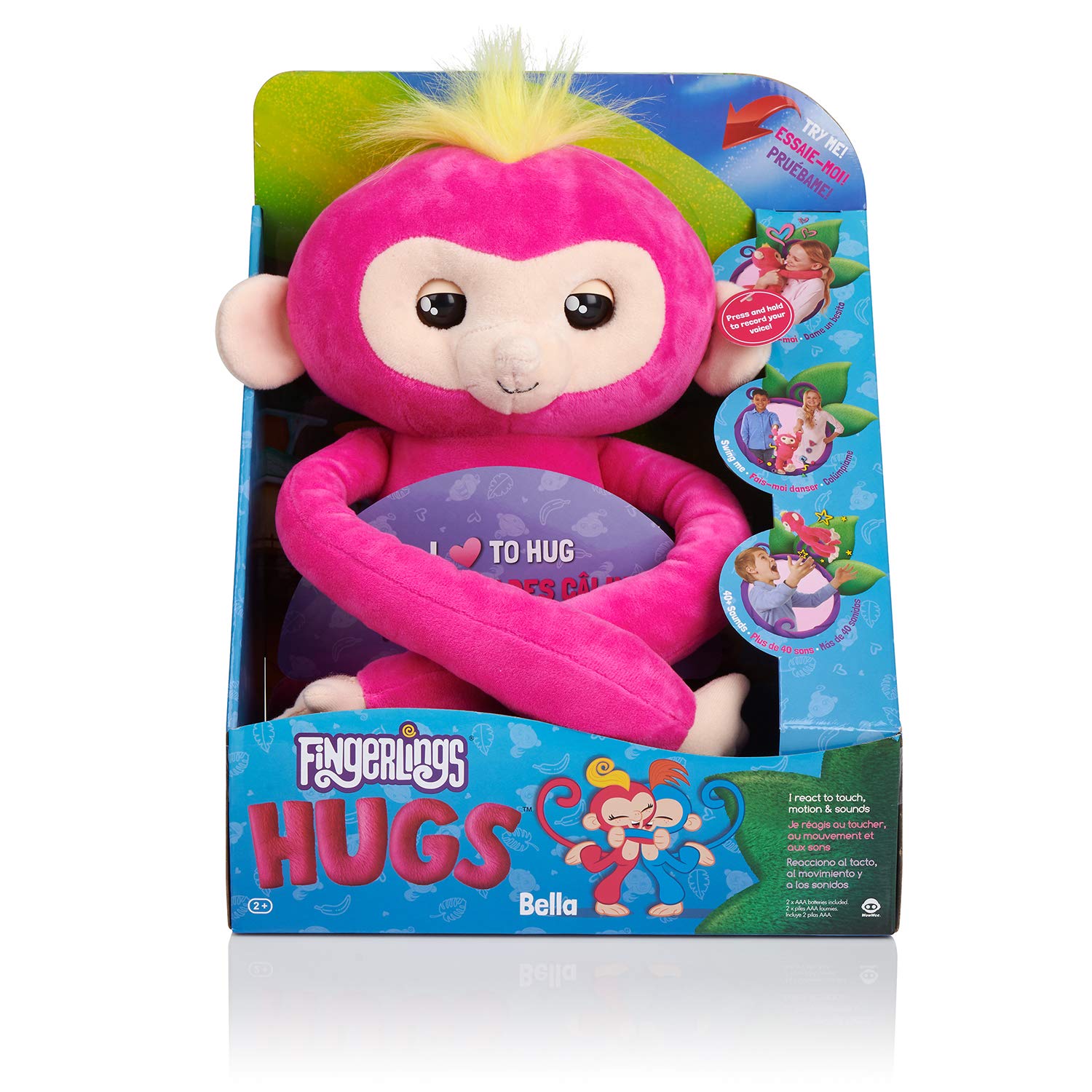 Интерактивная мягкая игрушка Fingerlings – Обезьянка-обнимашка, розовая  