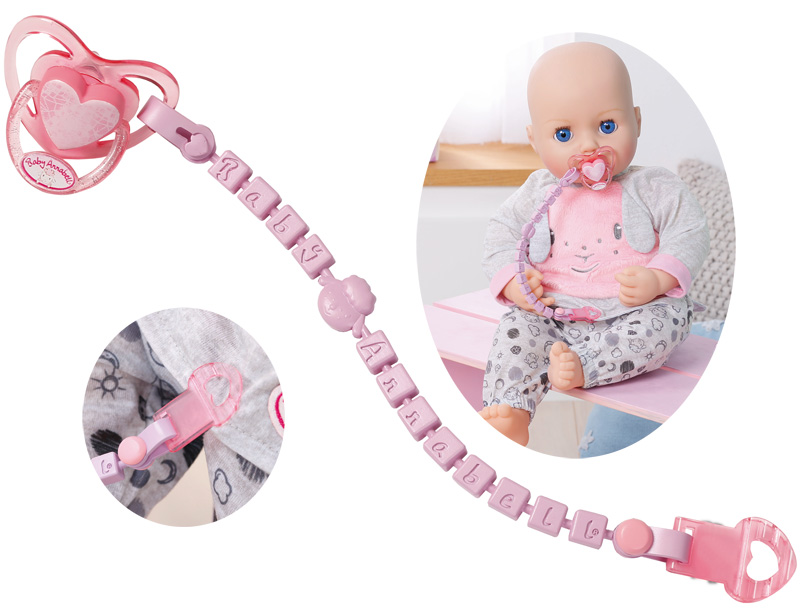 Соска с цепочкой для куклы Baby Annabell, розовая  