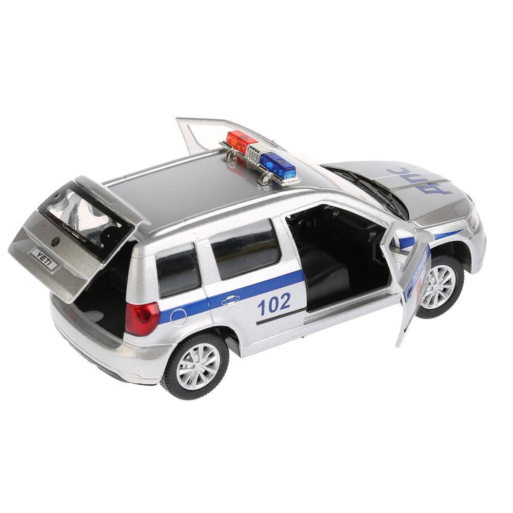 Машинка металлическая инерционная Skoda Yeti Полиция, открываются двери, свет и звук, 12 см.  