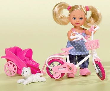 Кукла Еви на велосипеде 