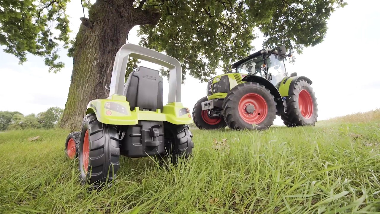Трактор-экскаватор педальный с прицепом, зеленый, 191 см.  