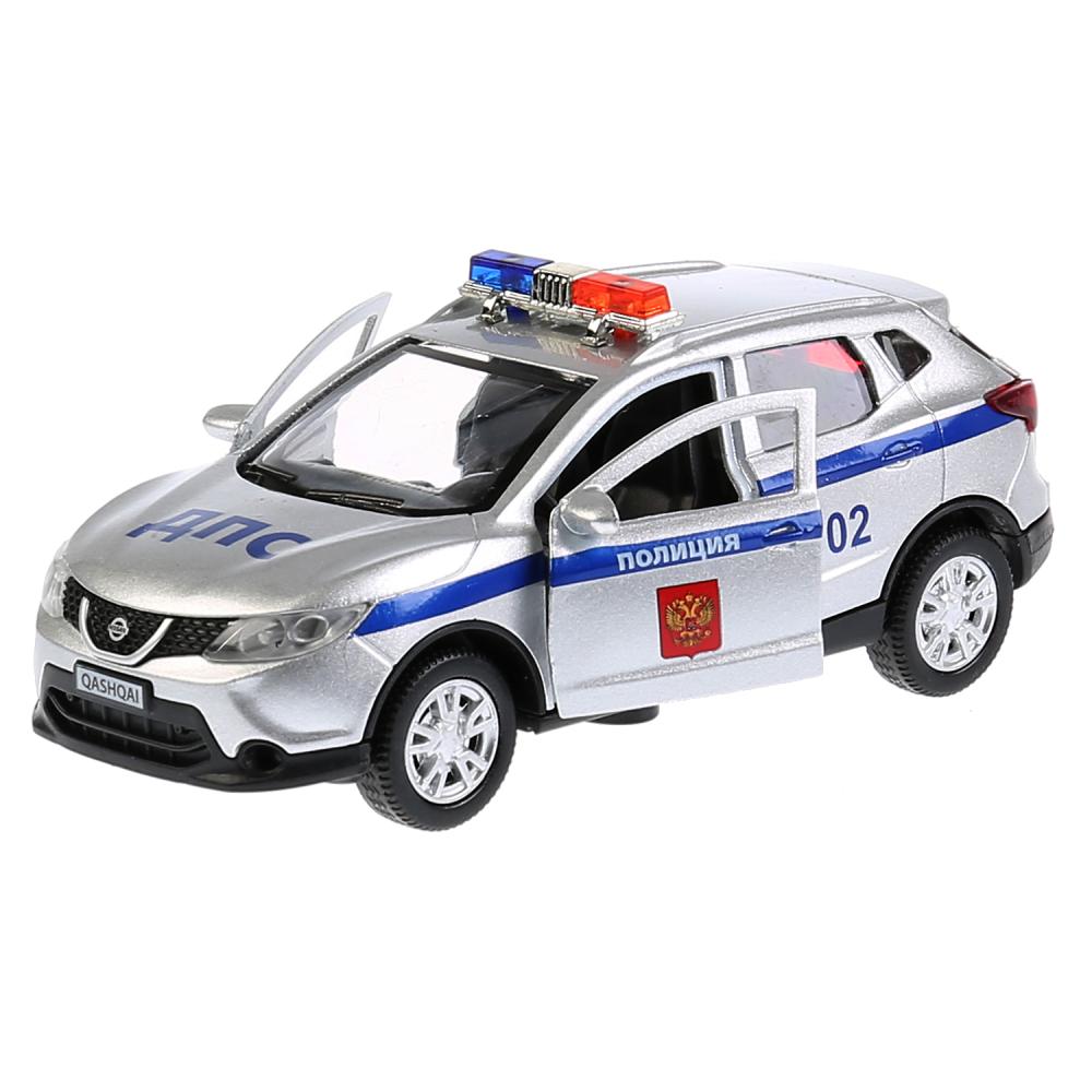Машина металлическая Nissan Qashqai Полиция, длина 12 см., свет и звук, инерционная  