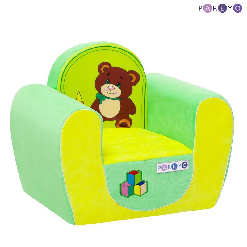 Детское кресло Медвежонок, желто-салатовое  