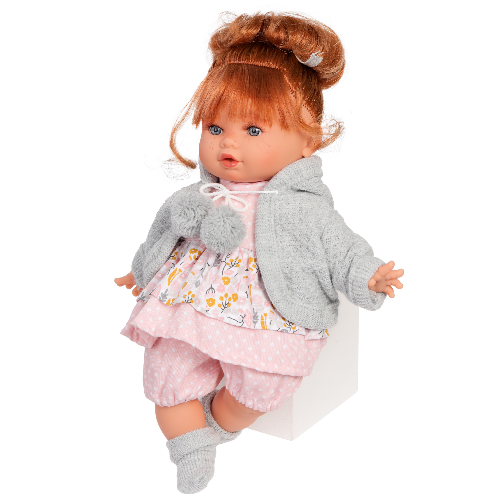 Кукла озвученная Ава в сером 30 см плачет мягконабивная  