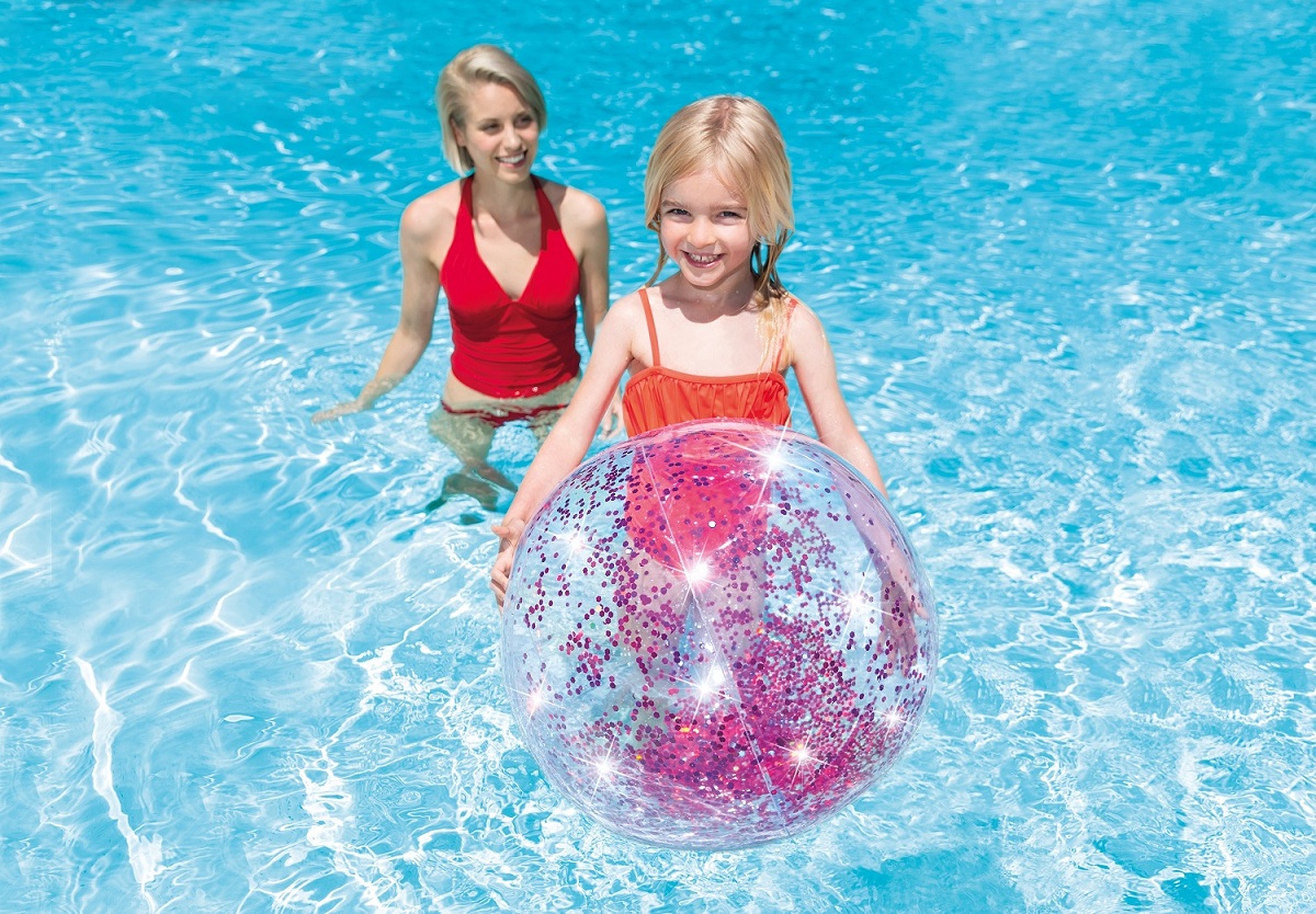 Надувной пляжный мяч – Прозрачный блеск, диаметр 71 см, 2 цвета  
