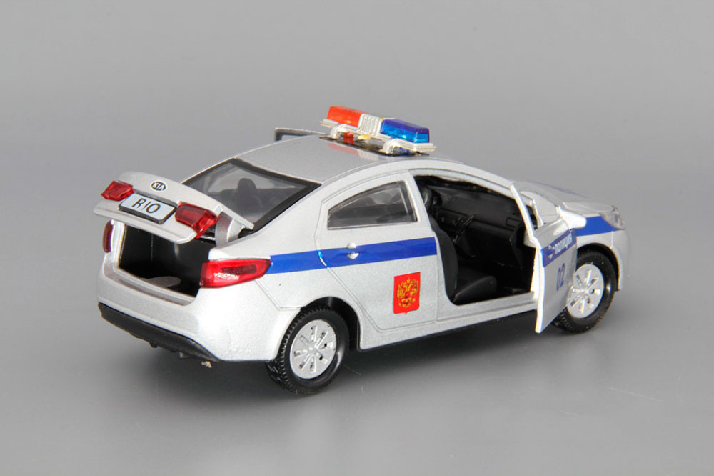 Машина металлическая Kia Rio Полиция 12 см, открываются двери и багажник, инерционная  