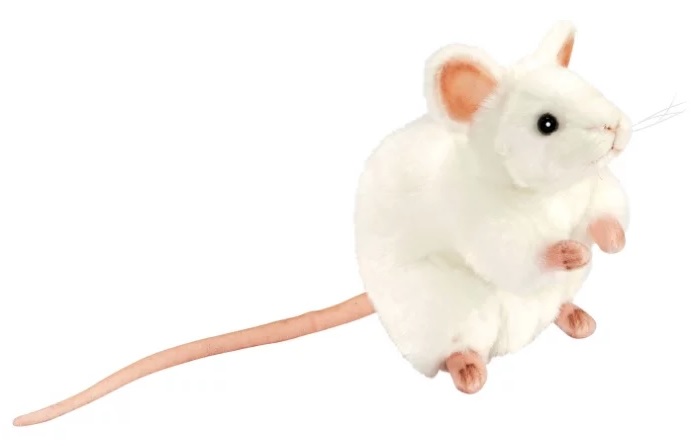 Мягкая игрушка - Белая мышь, 16 см  