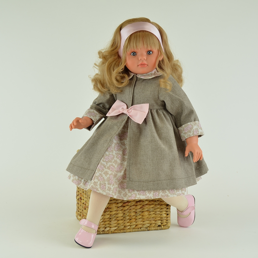 Коллекционная кукла Пепа, 60см в сером пальто 