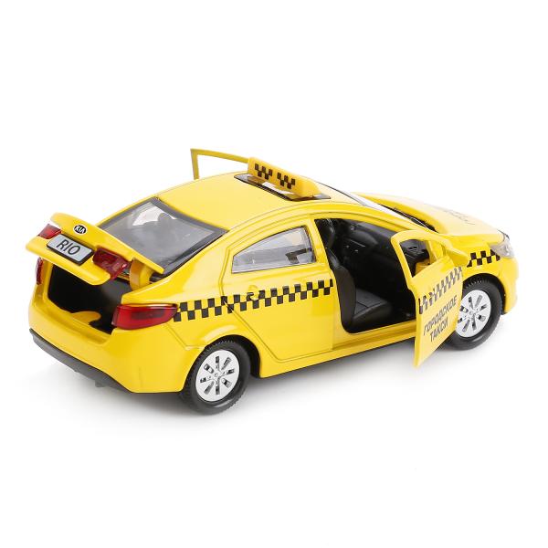 Машина металлическая Kia Rio Такси 12 см, открываются двери и багажник, инерционная  