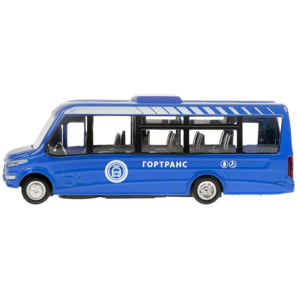 Модель Автобус Iveco Daily свет-звук 15 см двери открываются синий металлическая инерционная  
