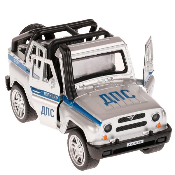 Машина Полиция УАЗ Hunter 11,5 см с фигуркой двери и багажник открываются металлическая инерционная  