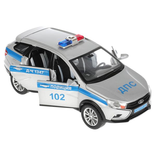 Машина Полиция Lada Vesta SW Cross 17,5 см свет-звук двери открываются металлическая  