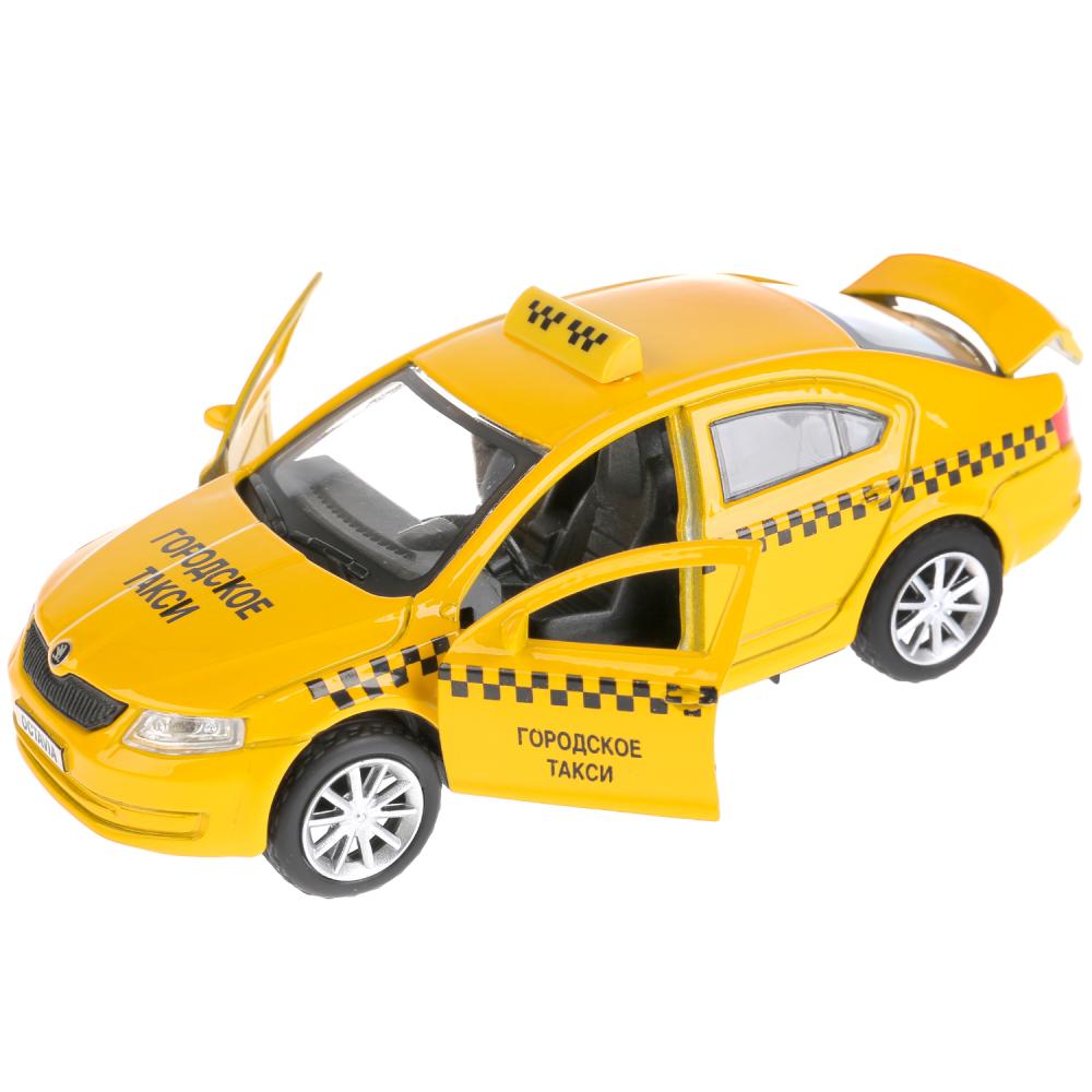 Модель Skoda Octavia Такси, 12 см, открываются двери, инерционная  