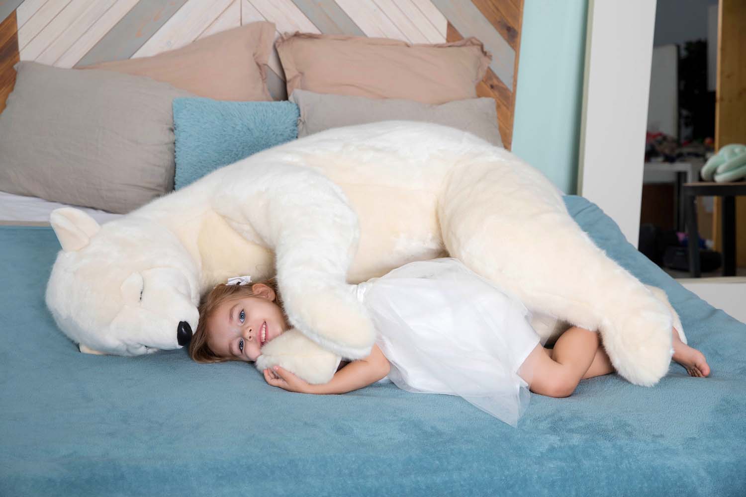 Мягкая игрушка - Медведь спящий, белый, 100 см  