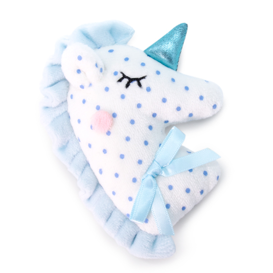 Мягкая игрушка - Зайка Ми с голубой подушкой – единорогом, малый, 18 см  