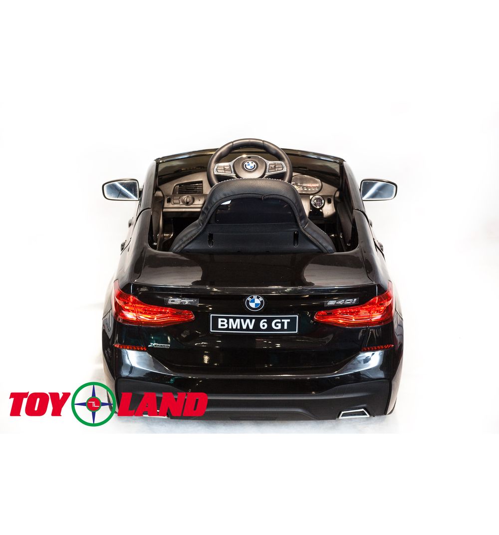 Детский электромобиль BMW 6 GT черного цвета, свет и звук  