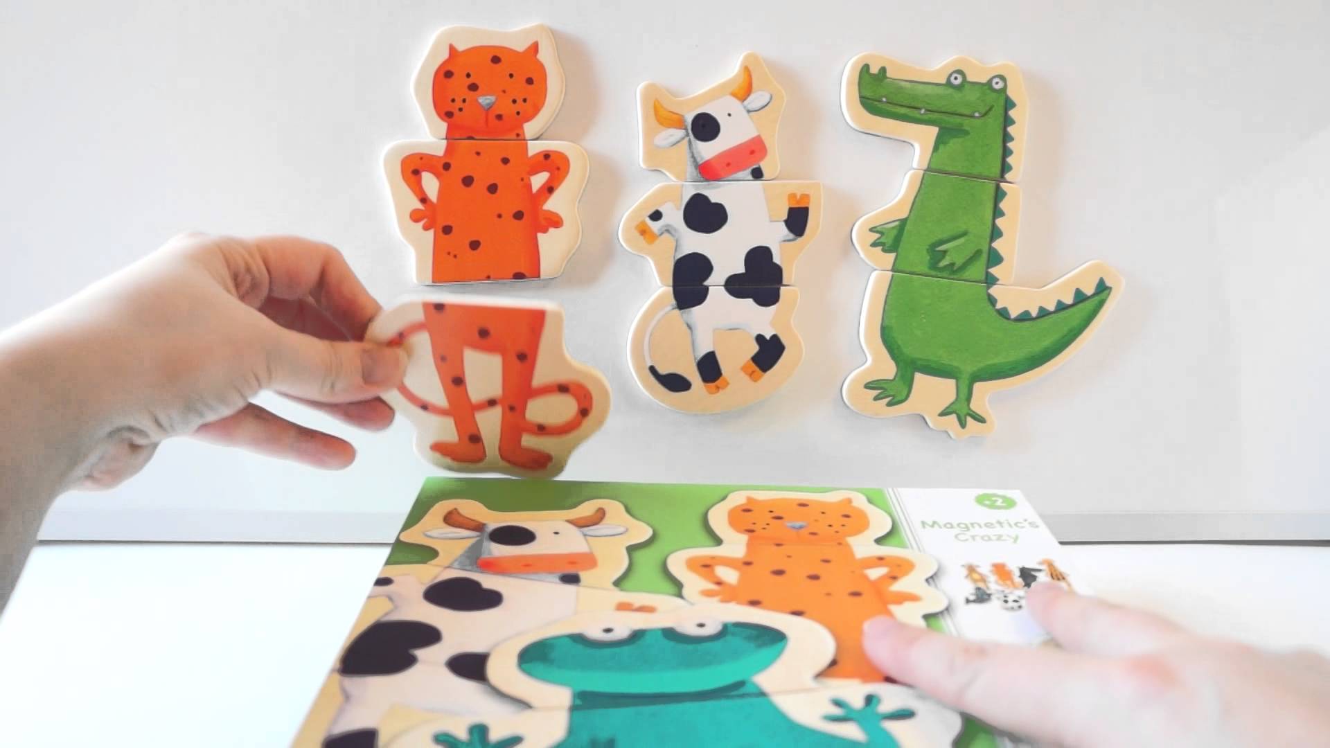 Детская развивающая магнитная игра – Деревянный пазл: Забавные животные  