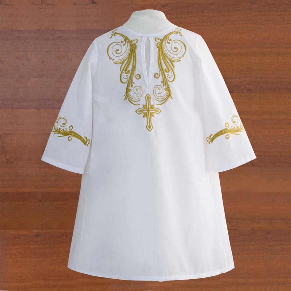 Крестильная рубашка с вышивкой золотом – модель 2  