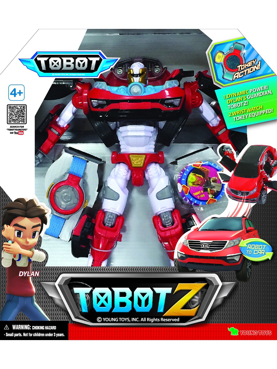 Трансформер Tobot Z, с наклейками, карточками, браслетом и ключом-токеном  