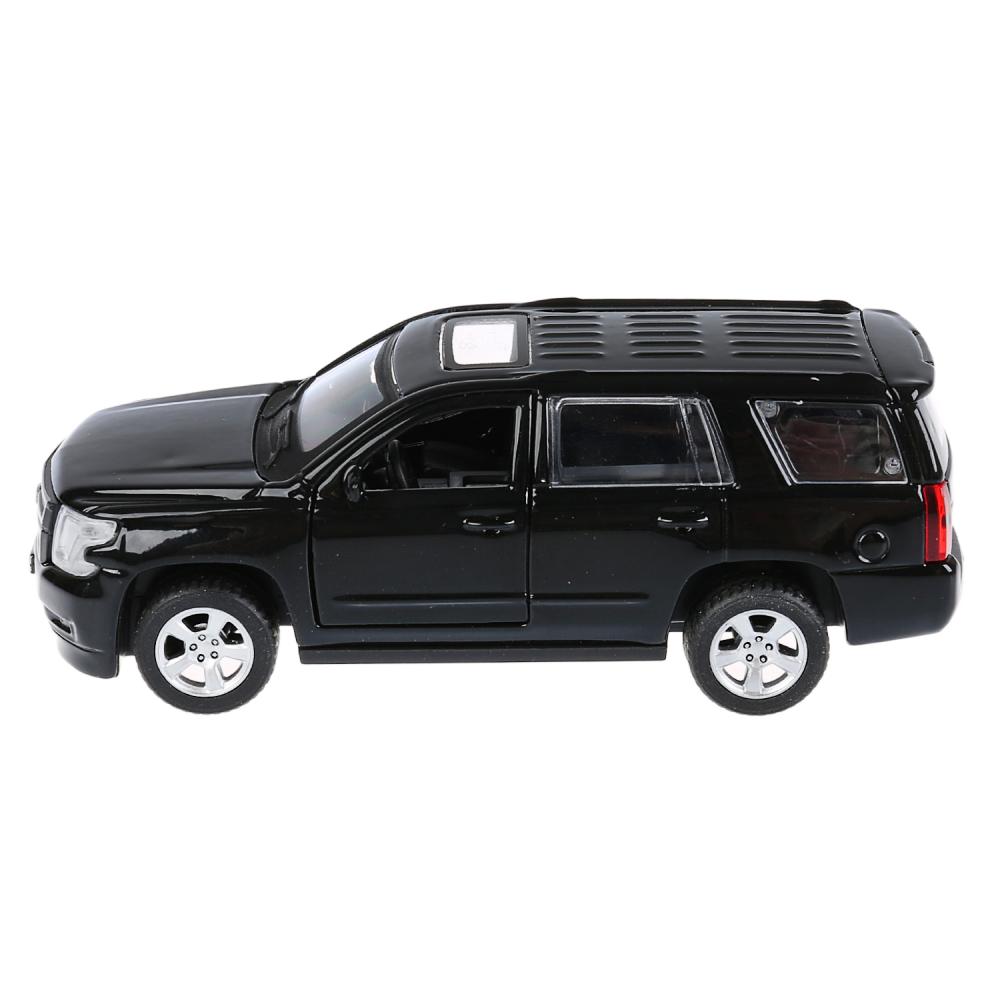 Джип Chevrolet Tahoe, черный, 12 см, открываются двери, инерционный механизм  