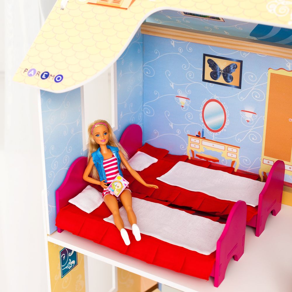 Кукольный домик для Барби – Шарм, 16 предметов мебели, 2 лестницы  