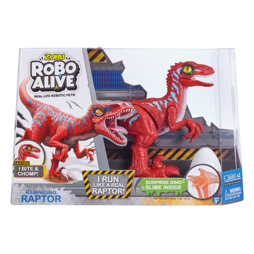 Игровой набор RoboAlive - Робо-раптор, красный, слайм  