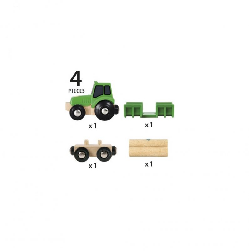 Игровой набор Трактор с бревнами и прицепом  