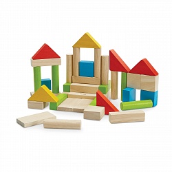 Деревянный конструктор цветной 40 шт (Plan Toys, 5513) - миниатюра