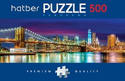 Пазлы Premium - Панорама - Ночной город, 500 элементов, формат А2 (Hatber, 500ПЗ2-12523) - миниатюра