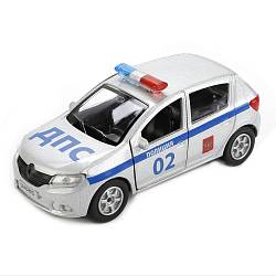 Renault Sandero Полиция - металлическая инерционная машина, 12 см, Технопарк, SB-17-61-RS(P)-WB - миниатюра