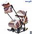 Санки-коляска Snow Galaxy Luxe, Скандинавия, коричневая, на больших мягких колесах c сумкой и муфтой  - миниатюра №2