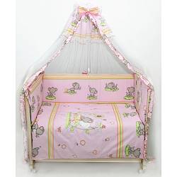 Бампер в кроватку – Слоники, розовый (Bombus, BOM_4006) - миниатюра