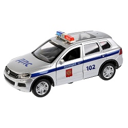 Машина металлическая инерционная - VW Touareg Полиция, 12 см, свет и звук, открываются двери (Технопарк, TOUAREG-P-SL) - миниатюра