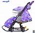 Санки-коляска на больших мягких колесах с сумкой и муфтой - Snow Galaxy Luxe, елки на фиолетовом  - миниатюра №4