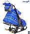 Санки-коляска на больших мягких колесах с сумкой и муфтой - Snow Galaxy Luxe, зимняя ночь, олени синие  - миниатюра №9