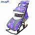 Санки-коляска на больших мягких колесах с сумкой и муфтой - Snow Galaxy Luxe, елки на фиолетовом  - миниатюра №1