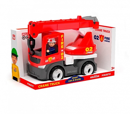 Пожарный грузовик с краном и водителем, 22 см 