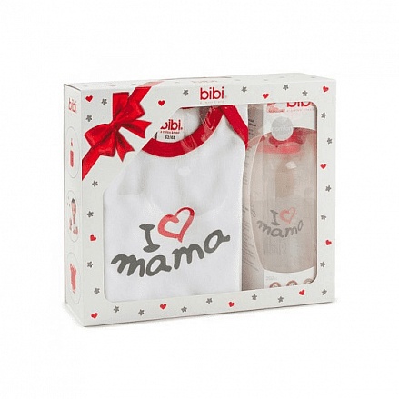 Подарочный набор I love Mama Bibi боди 62 -68 см + бутылочка 250 мл 0+ 
