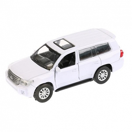 Машина металлическая Toyota Land Cruiser, белая, 12,5 см, открываются двери, инерционная 