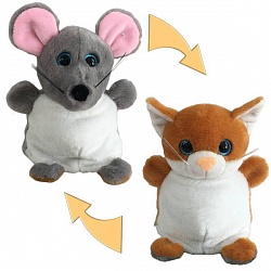 Мягкая игрушка из серии Перевертыши - Мышка/Кошка, 16 см (ABtoys, M5028) - миниатюра