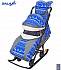 Санки-коляска на больших мягких колесах с сумкой и муфтой - Snow Galaxy Luxe, зимняя ночь, олени синие  - миниатюра №2