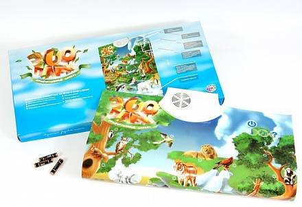 Детская электронная игра плакат со звуковыми эффектами Зоопарк, в коробке, на батарейках 
