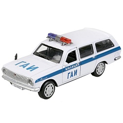 Машина Полиция ГАЗ-2402 Волга 12 см свет-звук двери и багажник открываются металлическая (Технопарк, 2402-12SLPOL-WH) (ассортимент) - миниатюра