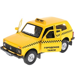 Lada 4x4 Такси - металлическая инерционная машина, 12 см, открываются двери (Технопарк, LADA4X4-T) - миниатюра