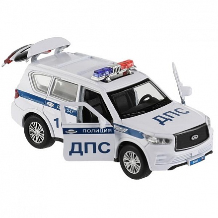 Машина Полиция Infiniti QX80 12,5 см двери и багажник открываются инерционная металлическая 
