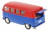 Машина металлическая инерционная Автобус инерционный Volkswagen Type 2 T1 Transporter, цвет матовый красный с синим, 1:32 ) - миниатюра №2