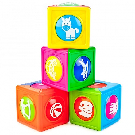 Пирамидка-кубики - Цвета, животные, игрушки, транспорт 