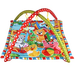 Детский игровой коврик с мягкими игрушками-пищалками на подвеске (Умка, B1387963-R-N) - миниатюра